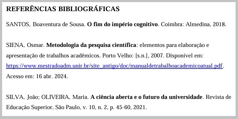 Exemplo Referências ABNT